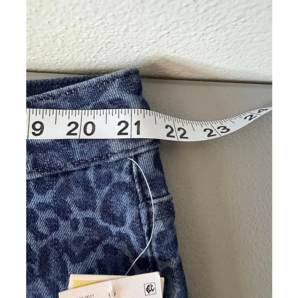 Michael Kors Leopard Print Jeans 22W NWT Blue Animal Denim