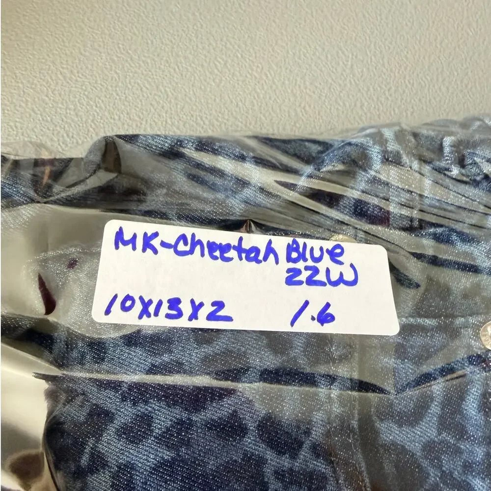 Michael Kors Leopard Print Jeans 22W NWT Blue Animal Denim