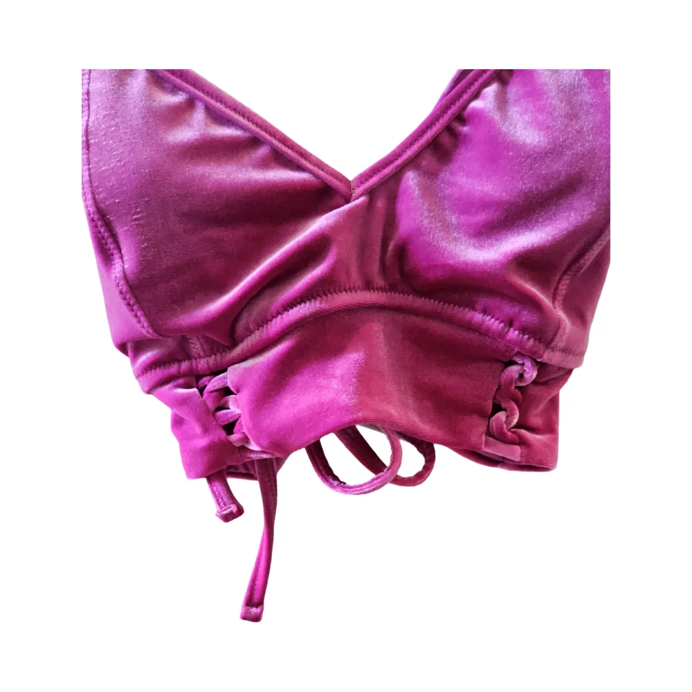 New Jessica Simpson Velvet Pink Swim Bra Size Large