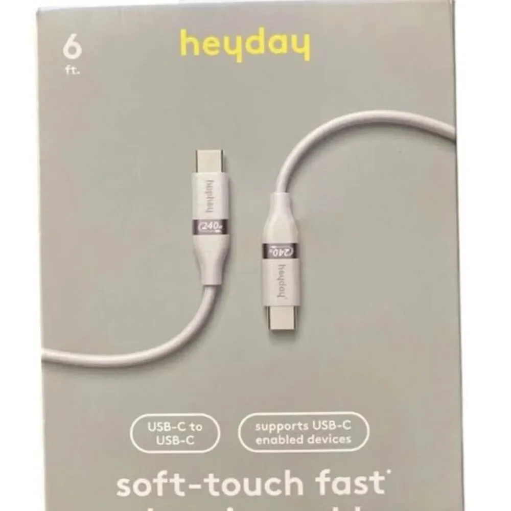 6' USB-C to USB-C Fast Charging Silicone Cable - Silver Heyday