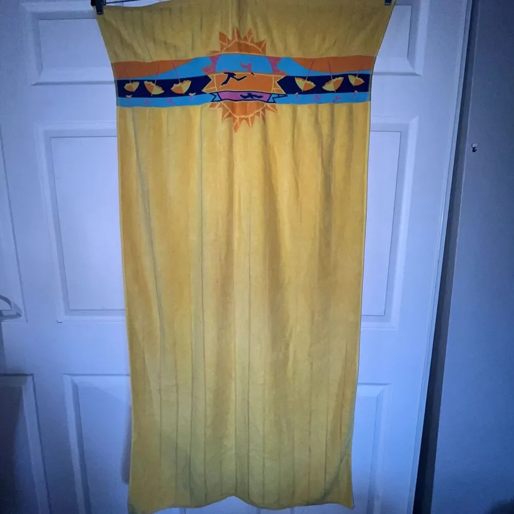 Vintage Palm Cove Jay Franco Sunset Seagulls Terry Beach Towel 58x31 Retro
