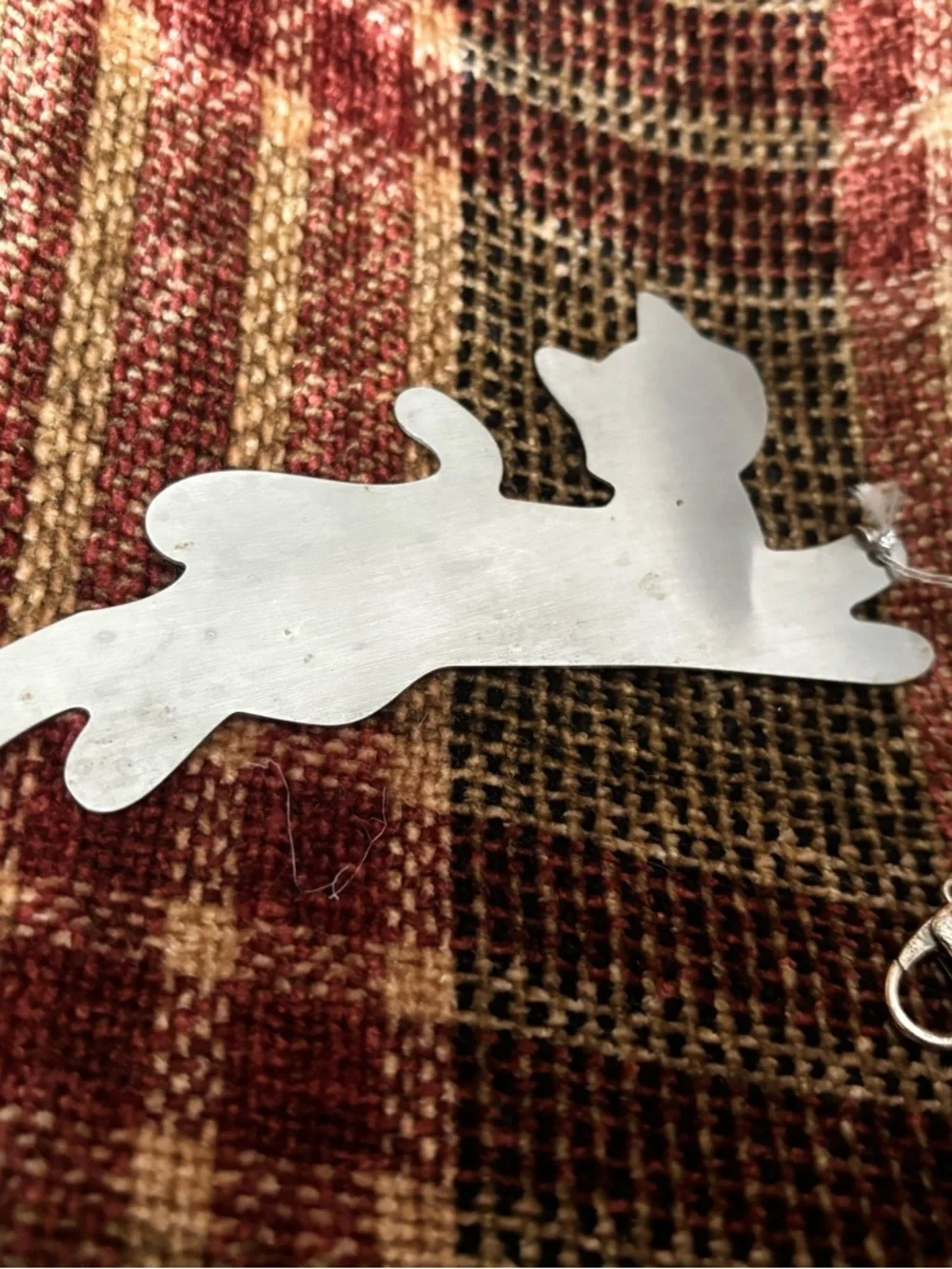 Vintage Silver Cat Hanging Charm Keychain - Cat Lover Pet Accessory Bag Charm