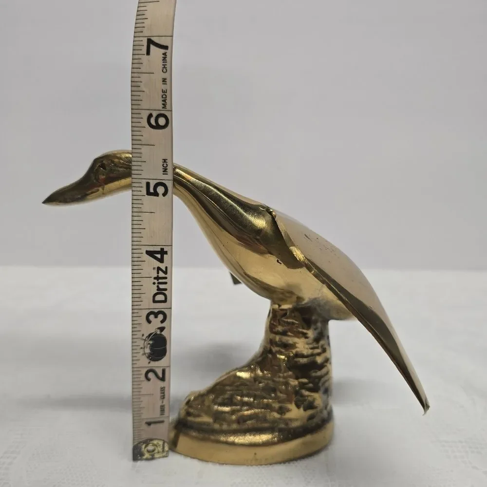 Vintage MCM Brass Flying Goose Duck Figurine Mantel Decor 5.5