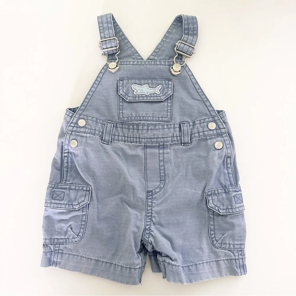 Gymboree 2003 Cotton Cargo Overalls Shark Nautical Blue 3-6M