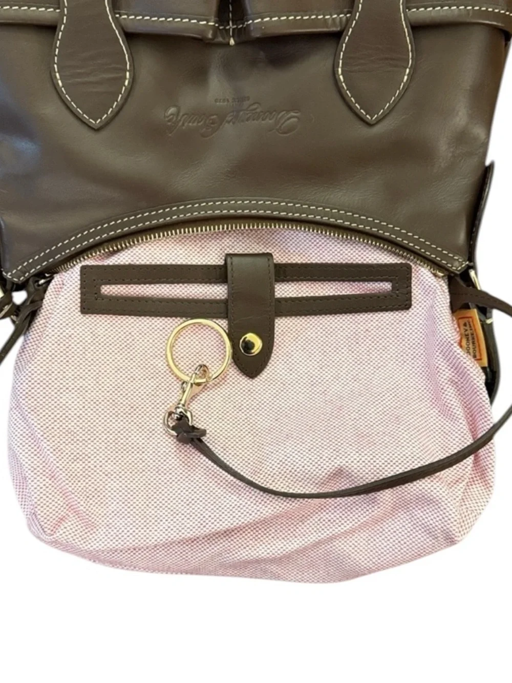 Dooney & Bourke Florentine Small Lucy Hobo Brown Vacchetta Leather Flat Strap