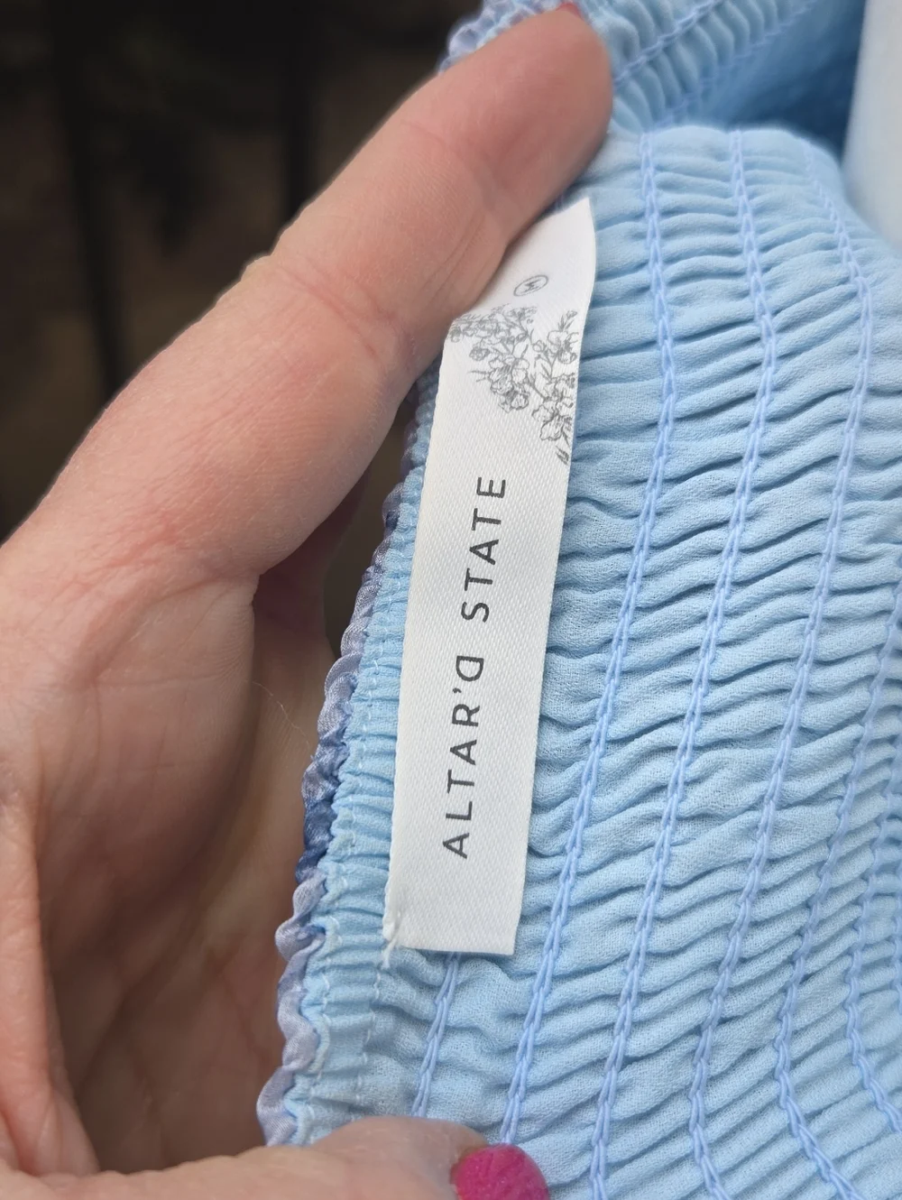 Altar'd State Light Blue Floral Satin Tiered Sundress