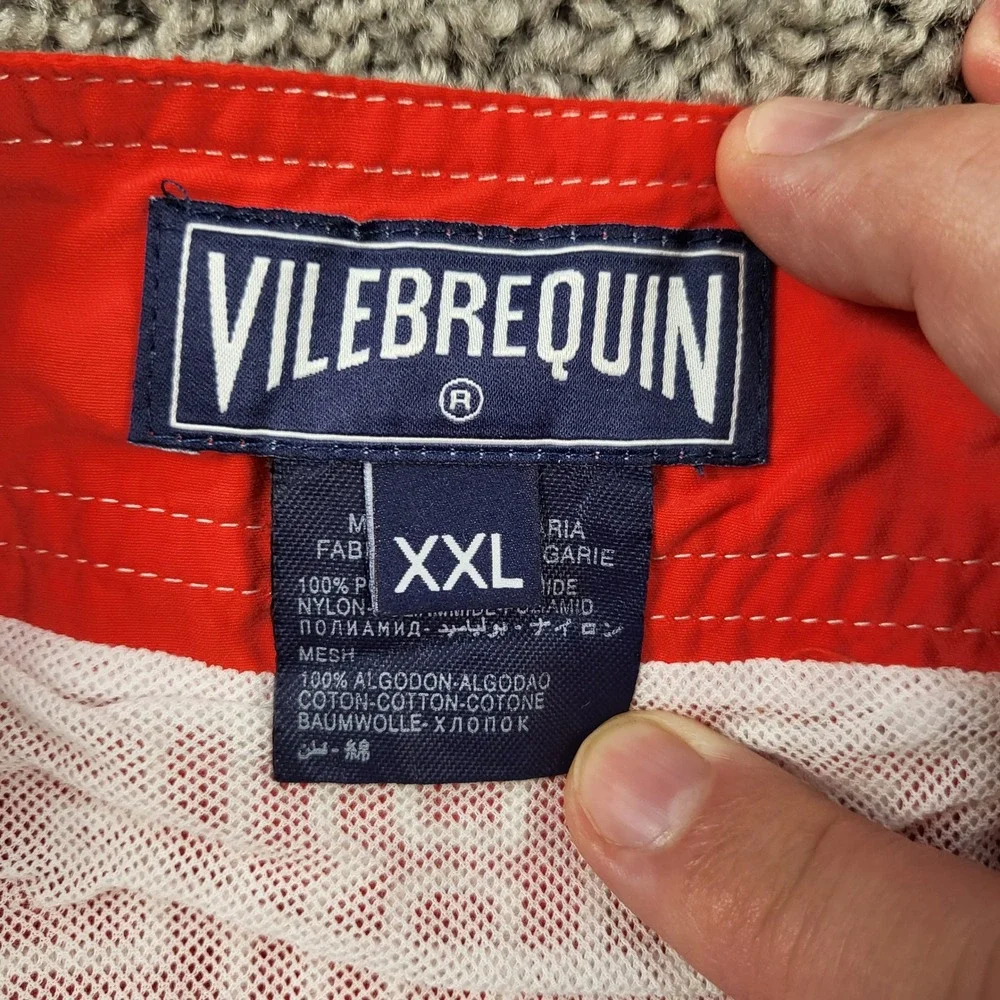 Vilebrequin Men's XXL Red Spellout Logo Flat Front Boardshorts Swim Trunks