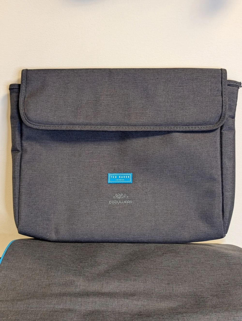 Ted Baker London Laptop Messenger Bag Gray Blue Trim NWT Bodywear Work Travel