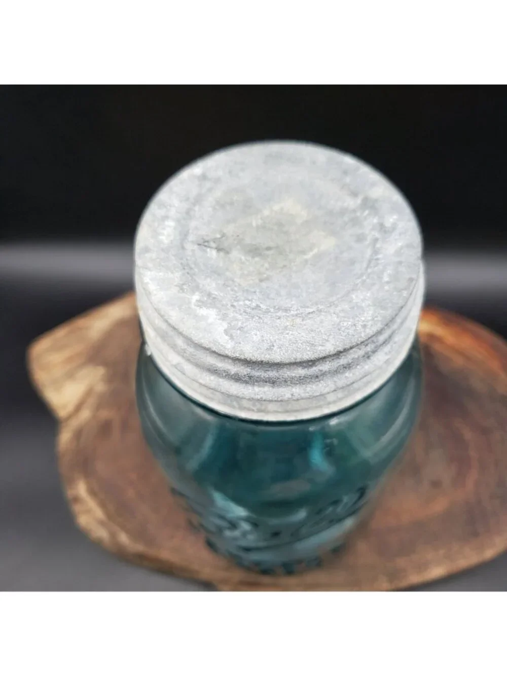 Vintage Ball Perfect Mason Jar Aqua Blue Glass Zinc Lid Quart