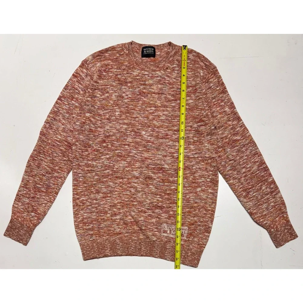 Scotch & Soda Mens Space Dye‎ Knit Crewneck Sweater Orange Red Melange Size M