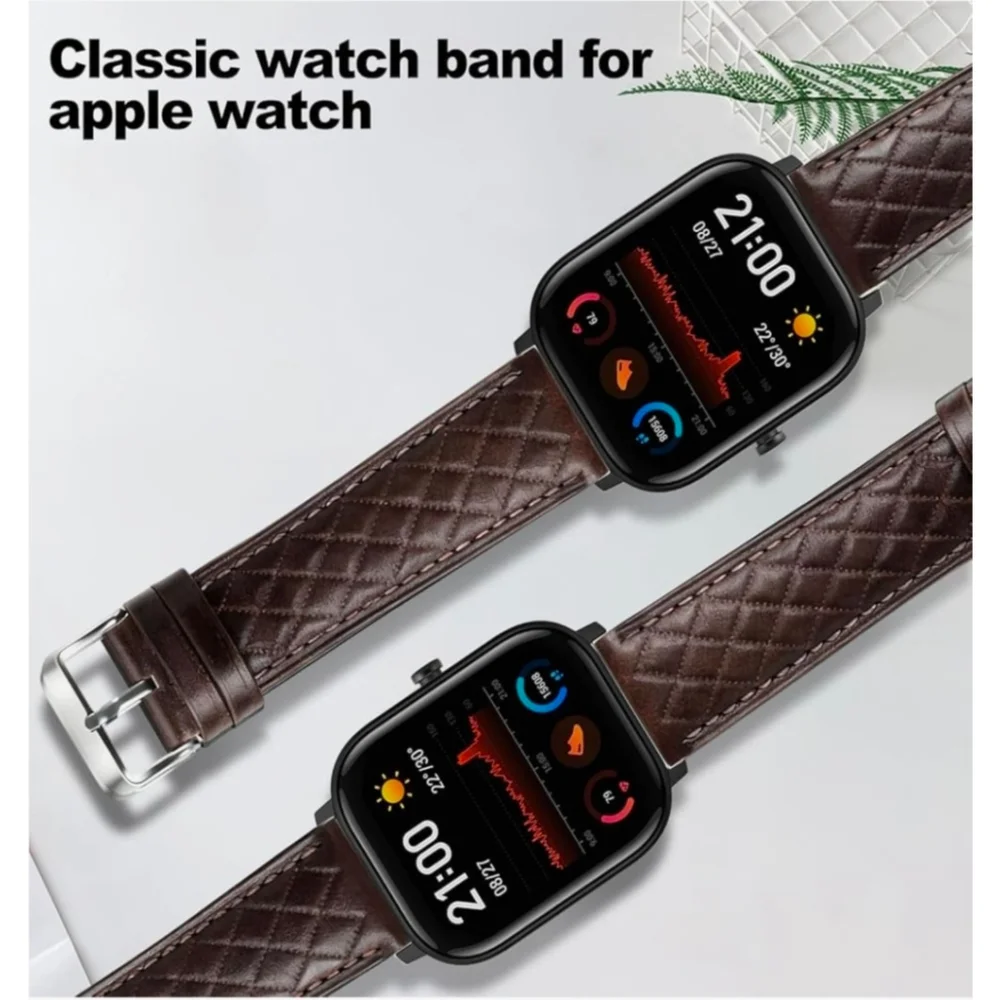 Leather Band for Apple Watch Series 44/45/46/49mm/42(Series 3 2 1 )