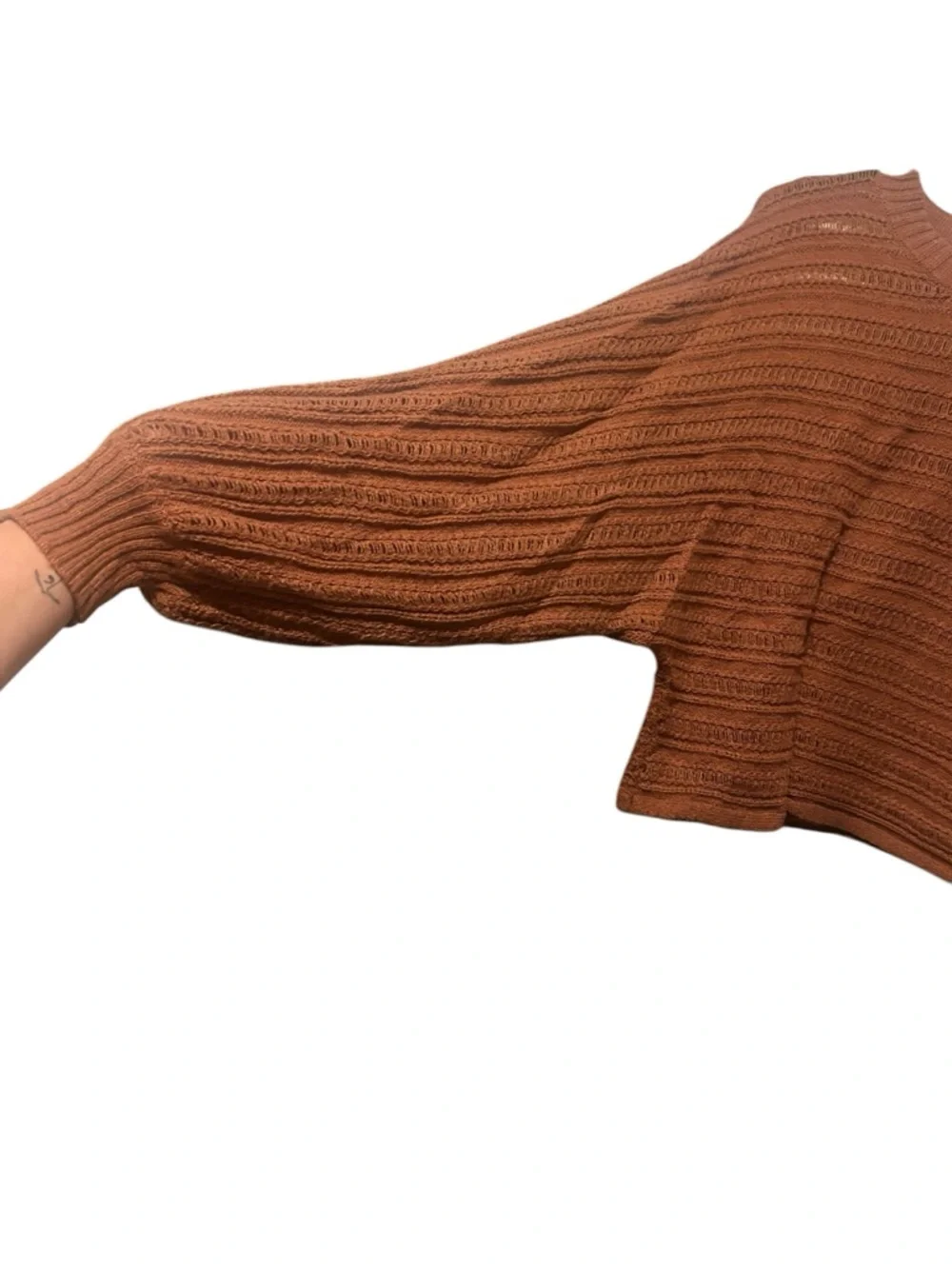 American Eagle Outfitters Open-Knit Crewneck Sweater in Rust