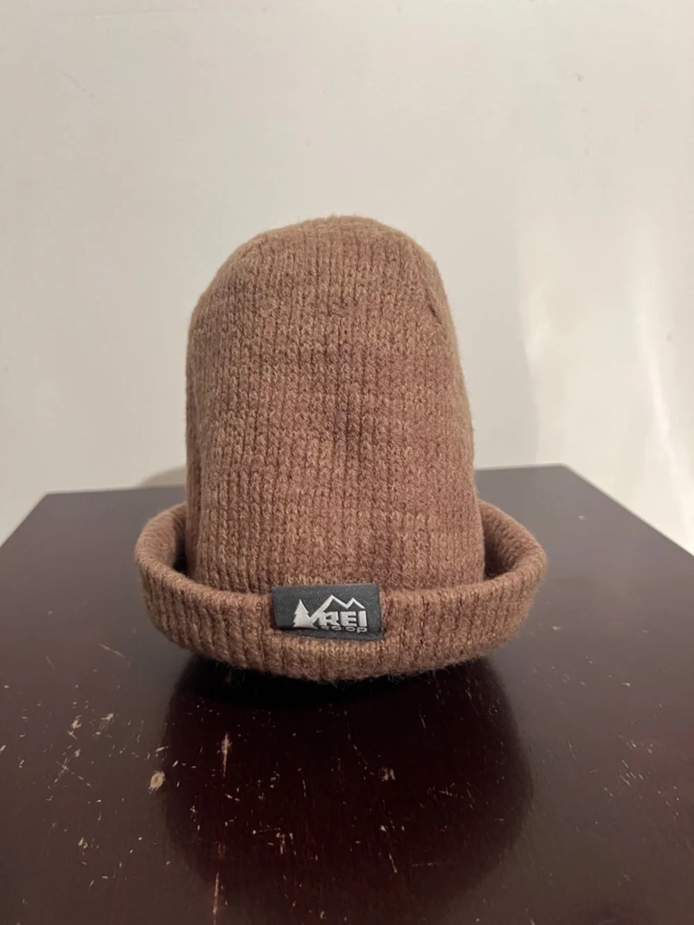 REI Co-Op Wool Blend Logo Winter Beanie Hat in Golden Brown, OSFM