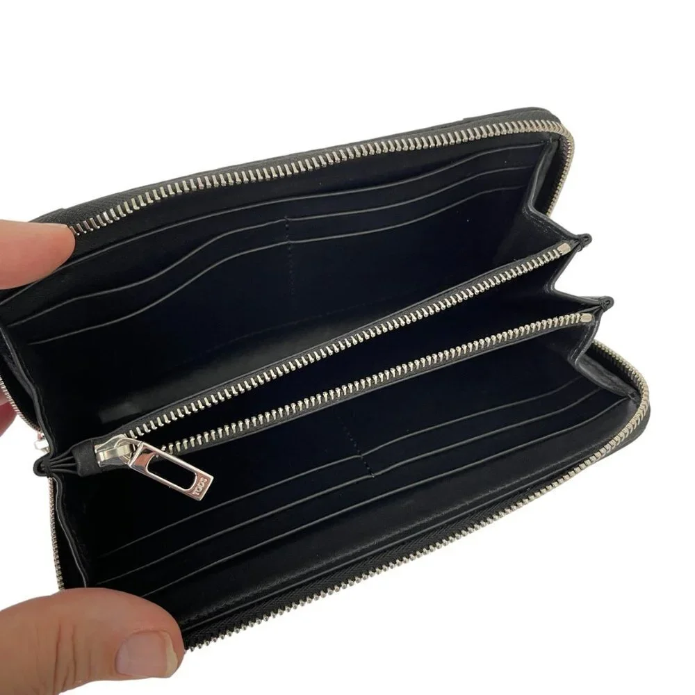 Tod's Italy Croc-embossed Black‎ Leather Zip Wallet, XAMTTA0400M51B999