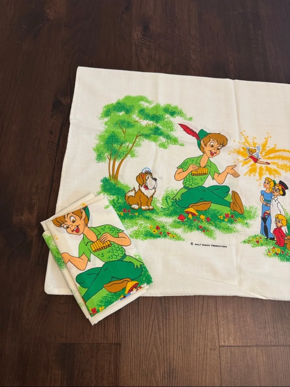 VINTAGE DISNEY PETER PAN PILLOW CASES SET 2 TINKERBELL COLLECTIBLE TWO SIDED