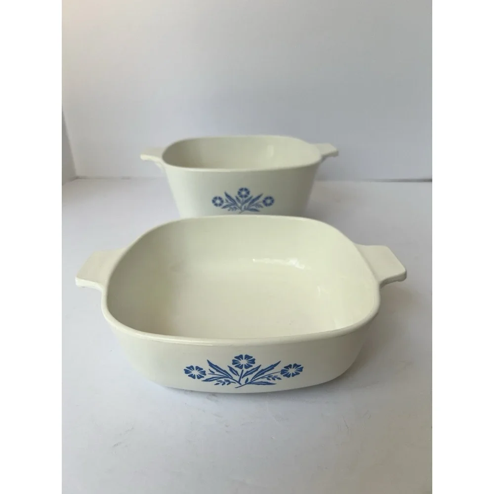Vintage Corning Ware Blue Cornflower P-1-B 1 Qt & P-1‎ 3/4-B 1 3/4 Qt No Lids