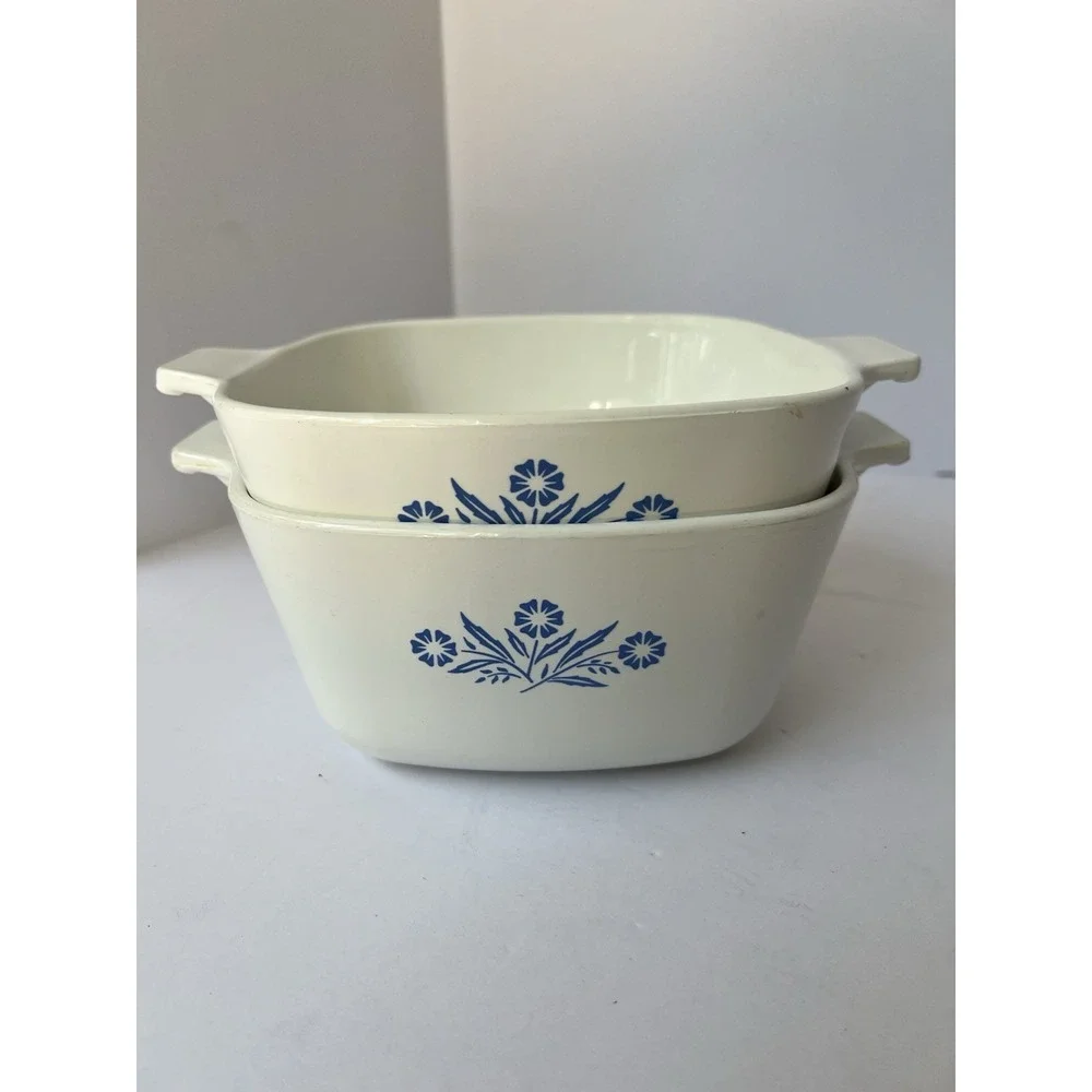 Vintage Corning Ware Blue Cornflower P-1-B 1 Qt & P-1‎ 3/4-B 1 3/4 Qt No Lids