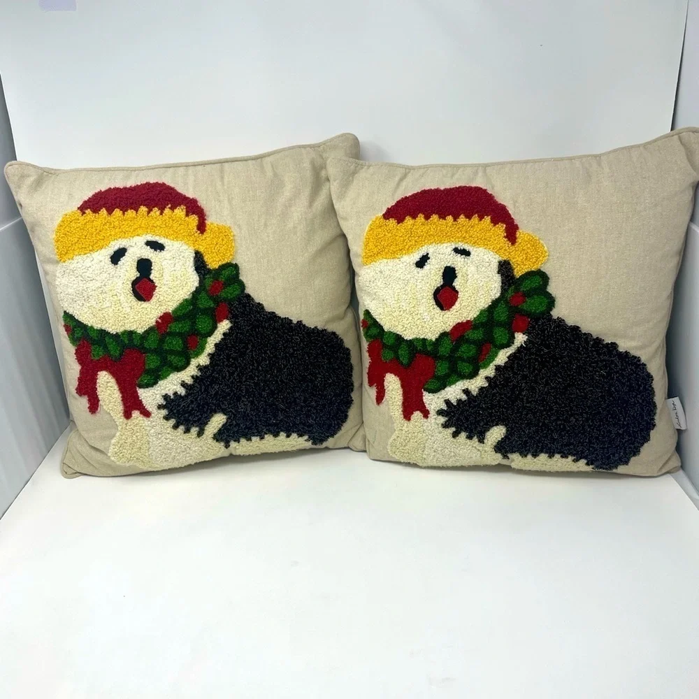 London Kaye Christmas Embroidered Dog Pillows – Set of 2 – 17