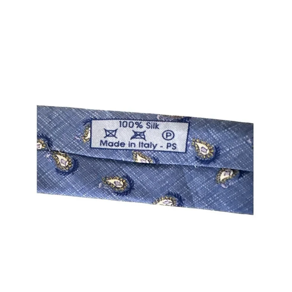 Dunhill Necktie Tie 100% Silk Classic 60” Blue Paisley Pattern Office Business