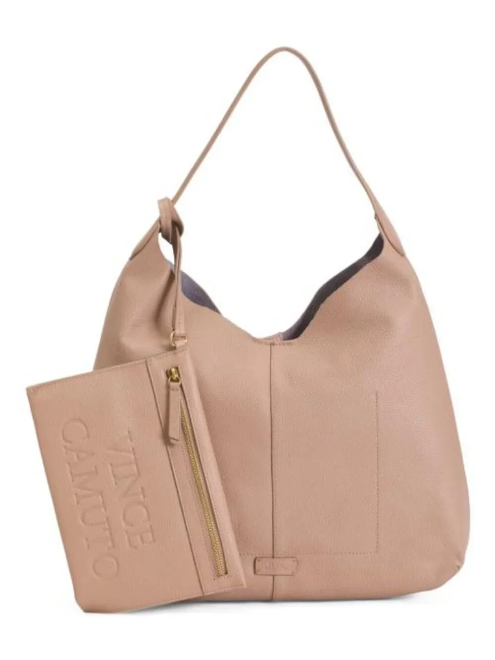 VINCE CAMUTO Leather Jenna Hobo Bag With Zip Pouch
