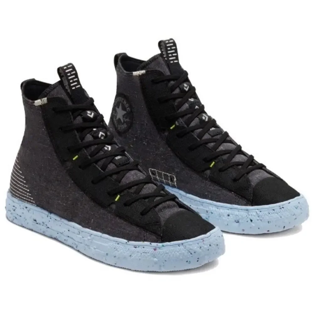 CONVERSE WOMEN’S 5.5 CHUCK TAYLOR ALL STAR CRATER HI BLACK CHAMBRAY BLUE NIB