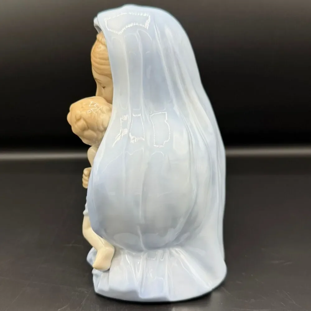 Vintage Lefton Madonna & Child Figurine Porcelain Mary Baby Jesus Religious Bust