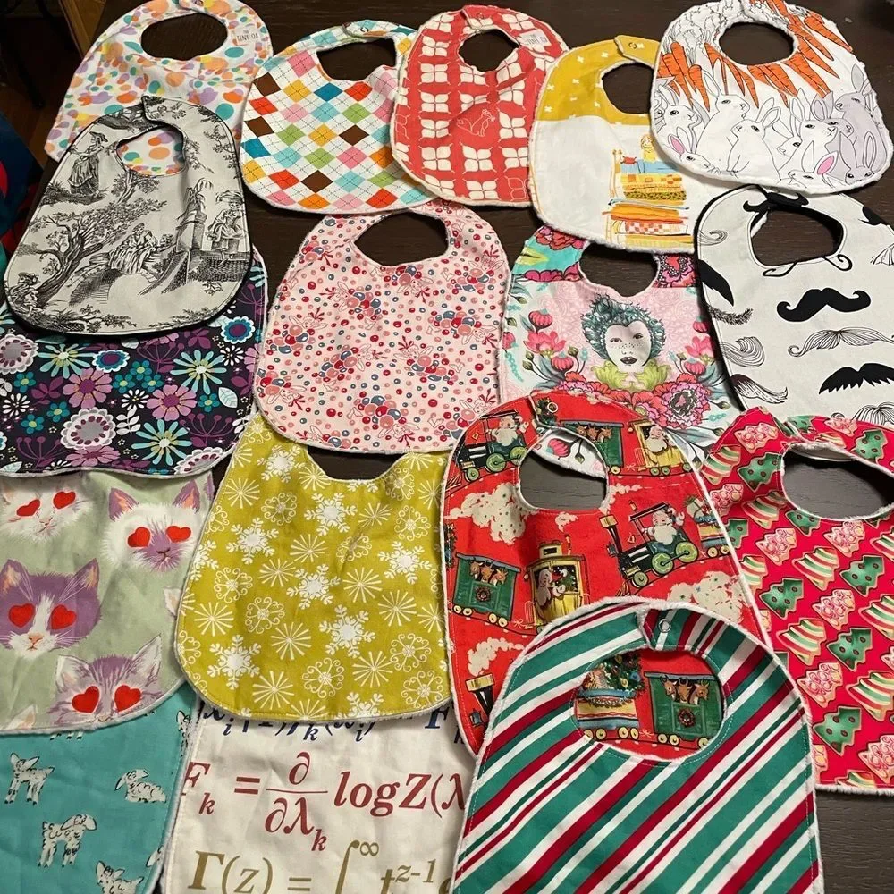 17 Custom Handmade Infant Bibs Gorgeous Patterns and Prints!!