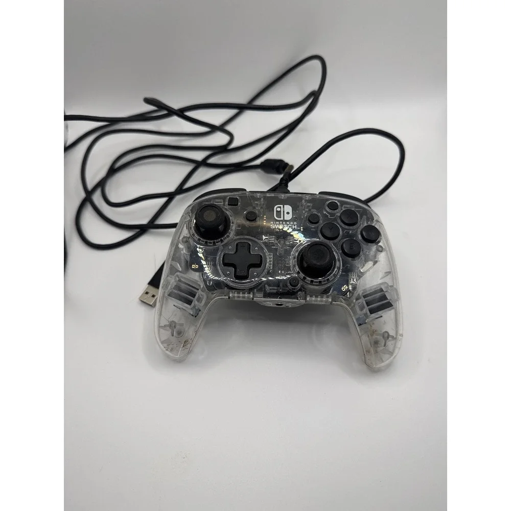 PDP Afterglow Deluxe+ Wired Controller Nintendo Switch Clear Excellent LED Audio