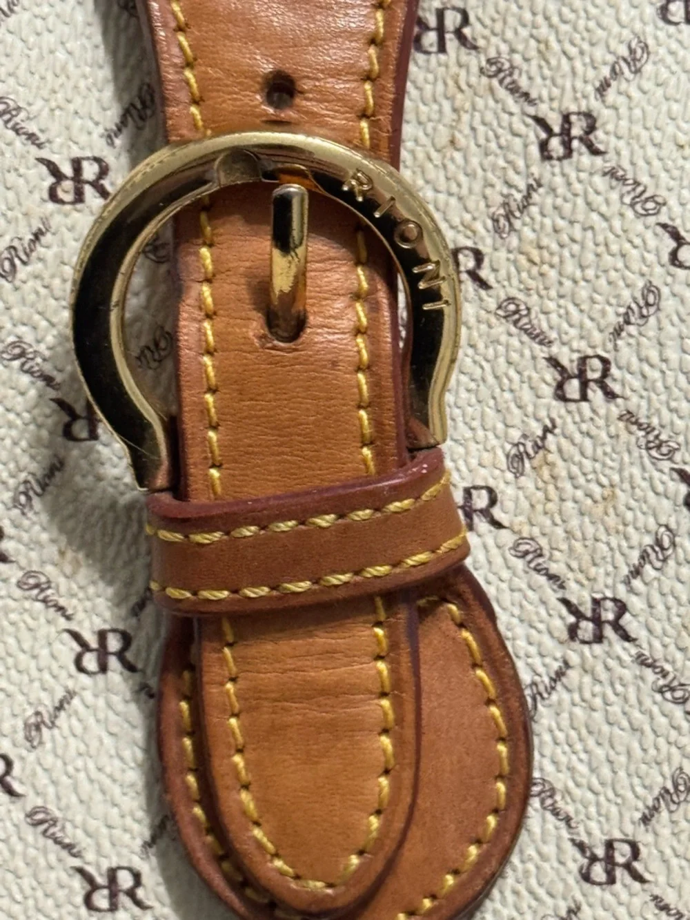 RIONI Signature Madeline Monogram Tote Handbag with Leather Trim