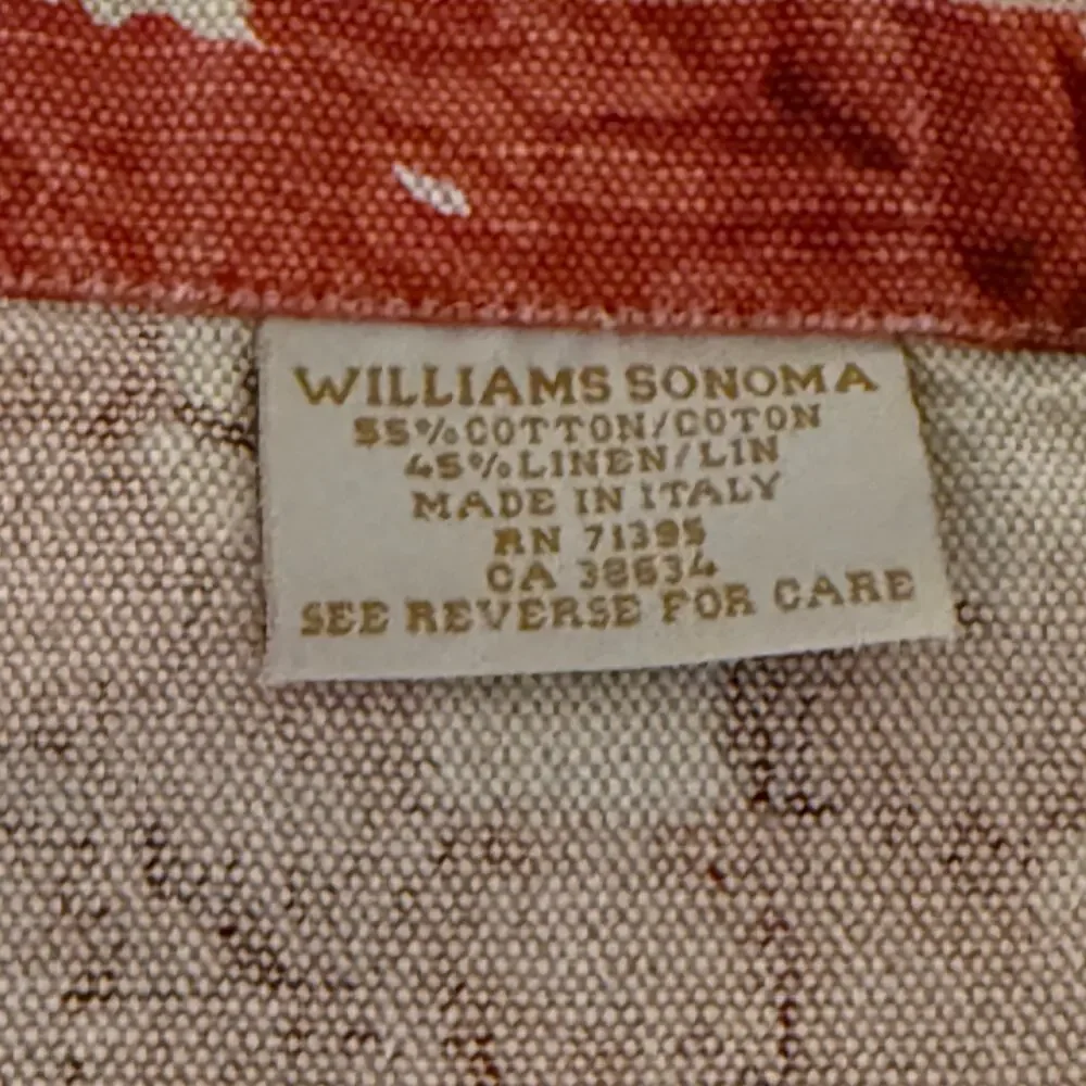 Williams Sonoma Table Napkin Rust Grapevine Set Of 6 Fall Autumn Feast Linen 20