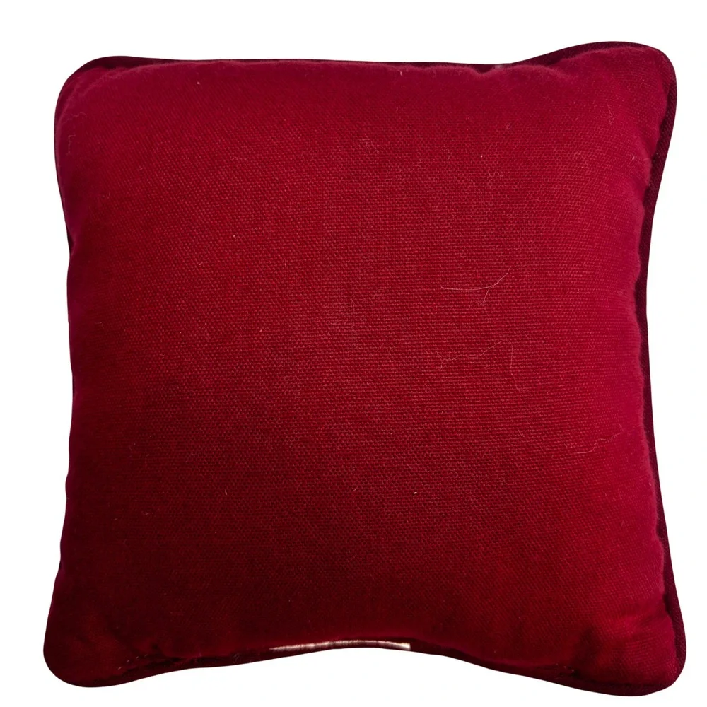 Christmas Tree Woven Tapestry Throw Pillow Burgundy Holiday Decor 8 Inch