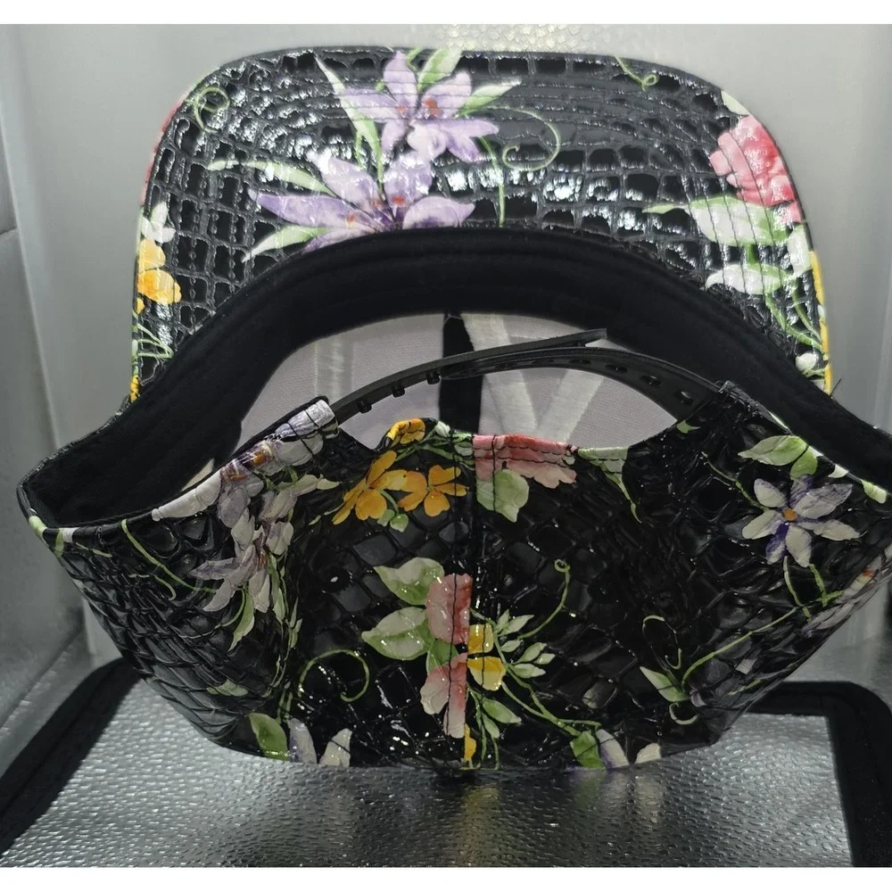 LA Snapback Hat New Genesis Floral Crocodile Faux Leather Cap Black Yellow...