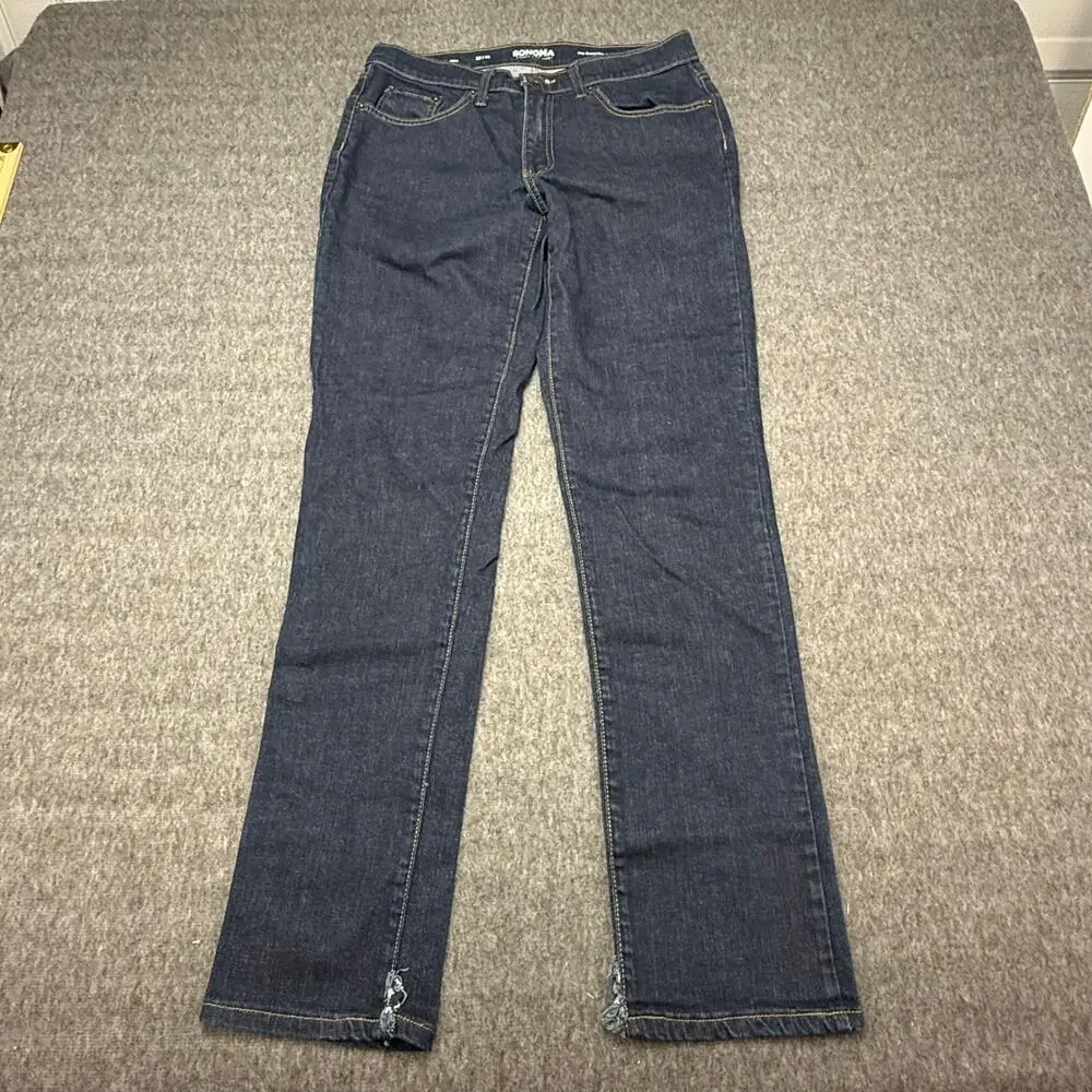 Sonoma Jeans Men's Size 32x34 Slim The Everyday Jean Stretch Dark Wash Split Hem