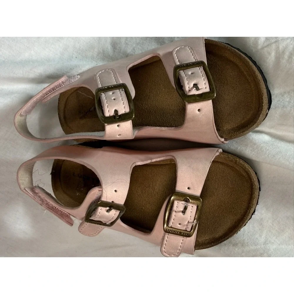 Lucky Brand Kids Pink Double Strap Buckle Sandals with Backstrap Size 5/6