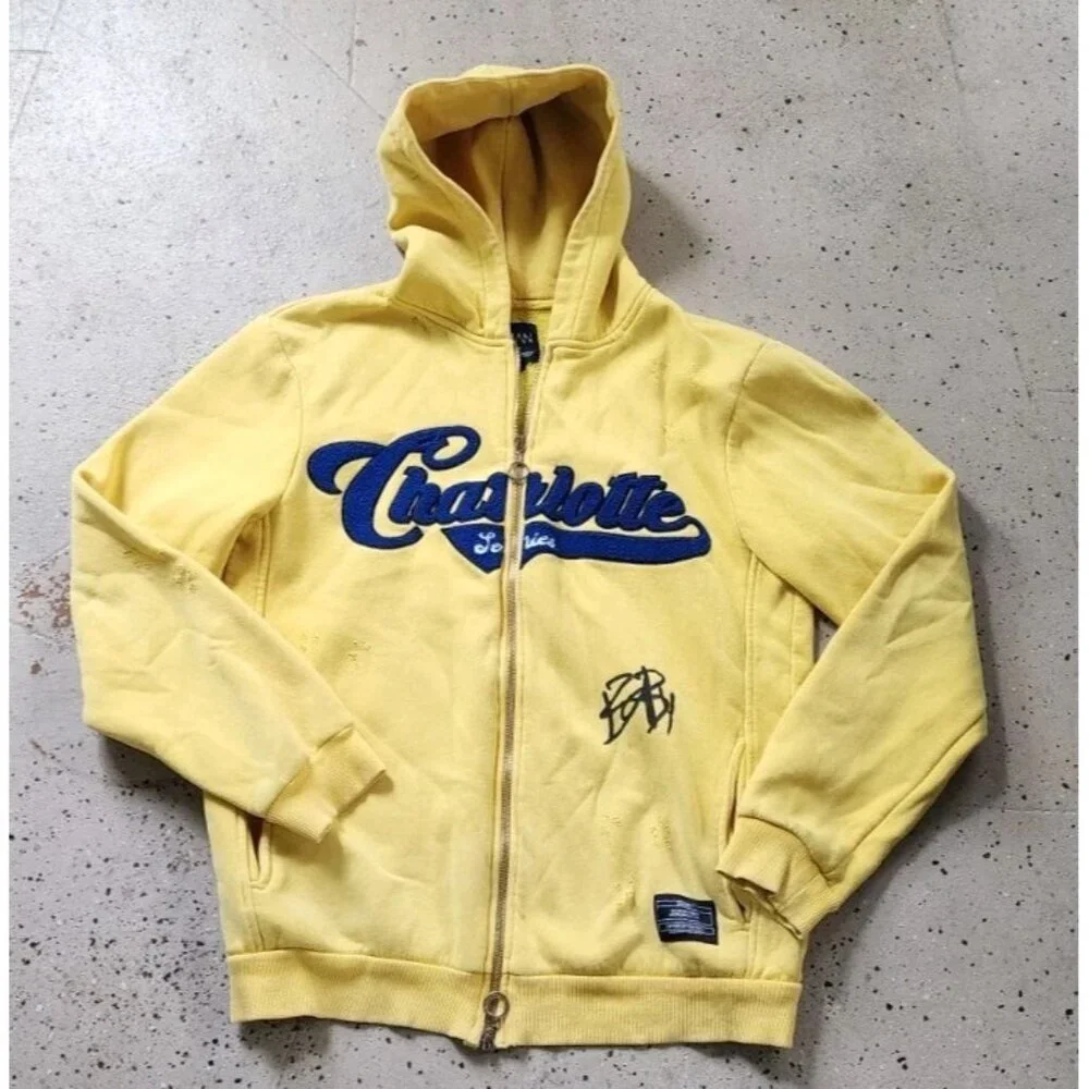 Dababy x BoohooMAN Full Zip Hoodie Jacket Distressed Charlotte Small Spellout