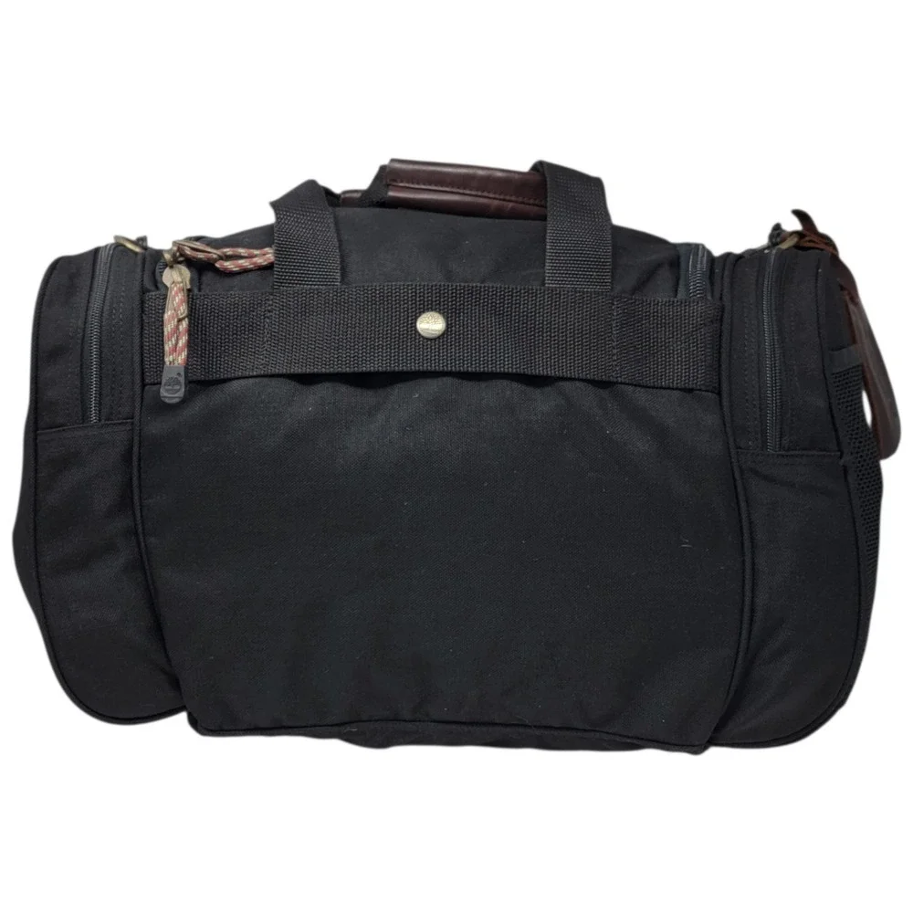 Vintage Timberland 90s Y2K Canvas Duffel Bag Leather Trim Travel Gym 18