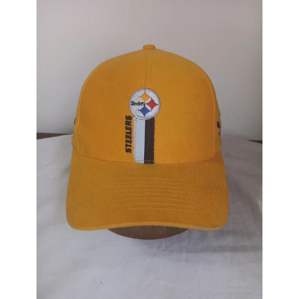 Pittsburgh Steelers Cap Hat‎ Pro Line Logo Athletics Yellow Strap Back Hook Loop