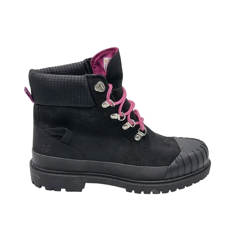 Timberland Waterproof Ankle‎ Boots Black Pink Accent Womens US 8.5