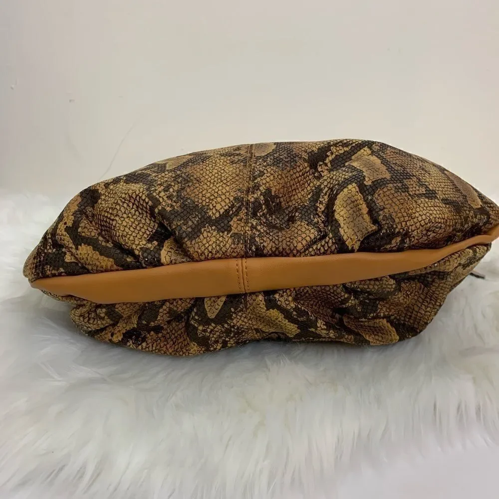 Vegan Leather Python Hobo Bag, Yellow
