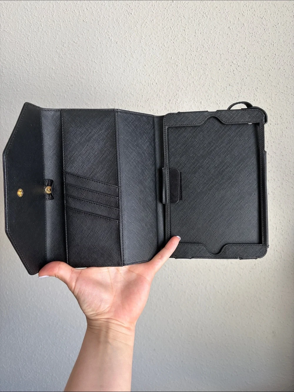 Michael Kors Black Saffiano Leather Envelope Style Ipad Mini Holder Case NWOT
