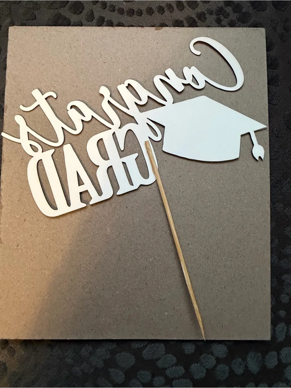 Congrats Grad Cake Topper, Graduation Party (Black/Gold 6.6inch)