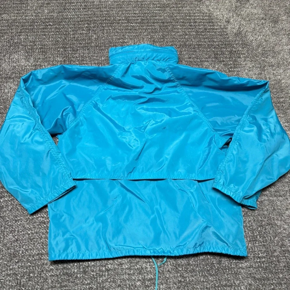 Eddie Bauer Womens‎ Vintage Jacket Windbreaker Size L Teal Blue Full Zip Hooded