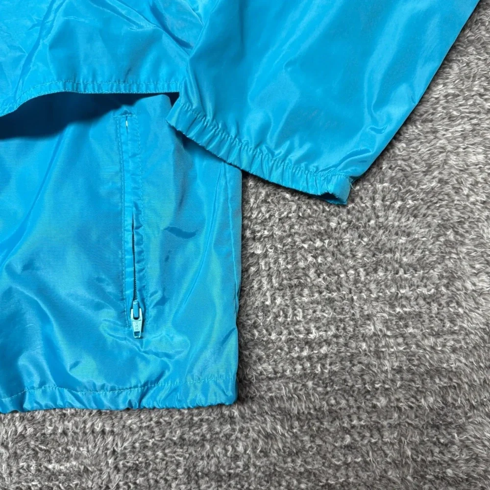 Eddie Bauer Womens‎ Vintage Jacket Windbreaker Size L Teal Blue Full Zip Hooded