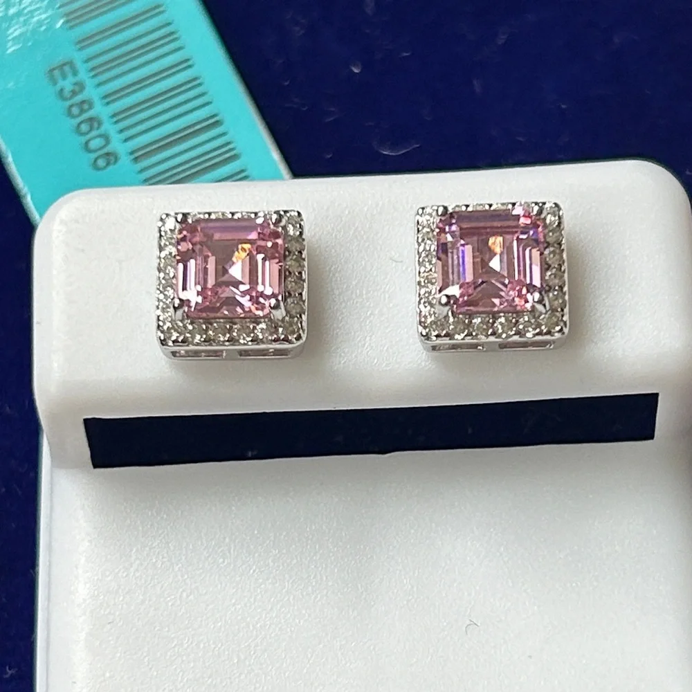 Pink sapphire 925 Sterling Silver Ring and earrings‎ Jewelry Set