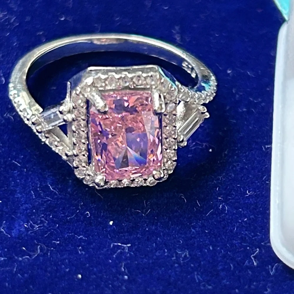 Pink sapphire 925 Sterling Silver Ring and earrings‎ Jewelry Set