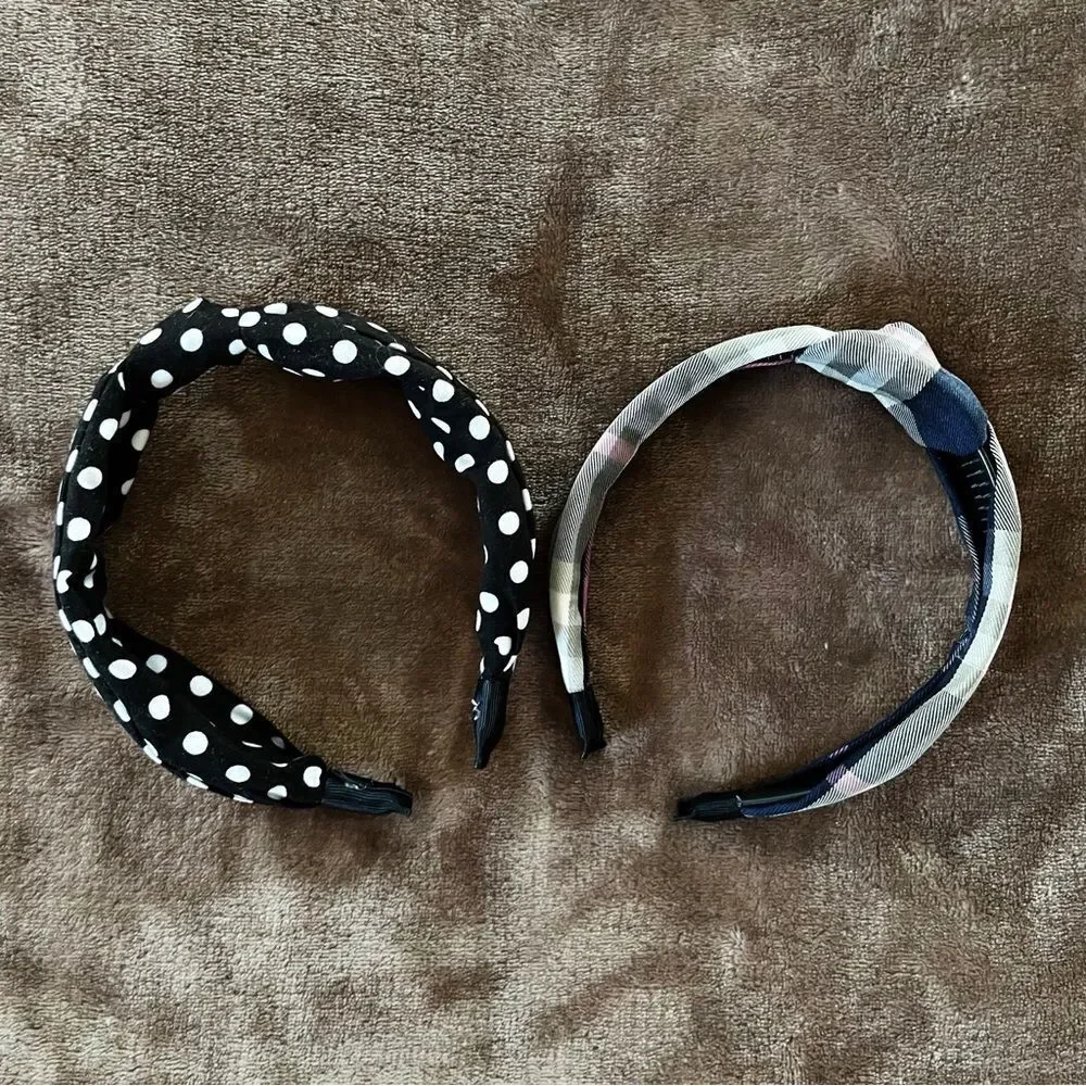 Set of Girls 2 Polka Dot and Plaid Headbands