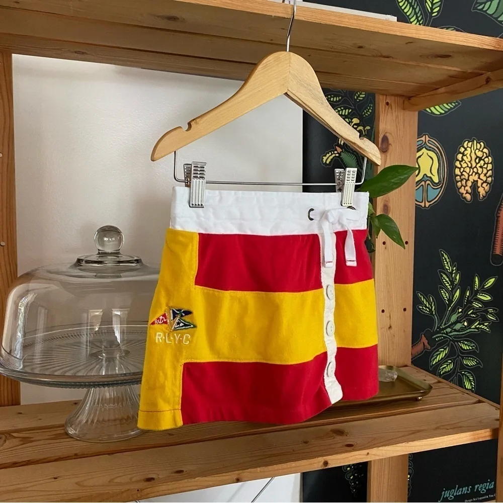 Ralph Lauren Sailing Yacht Club Yellow Red Rugby Stripe Skort Skirt