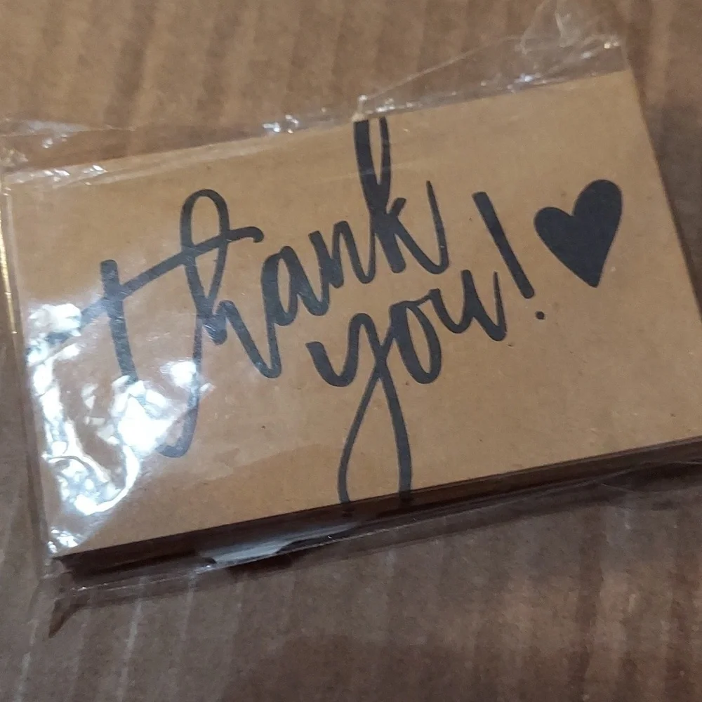 30 Craft Paper Thank You Cards and 500-1 inch Stickers
