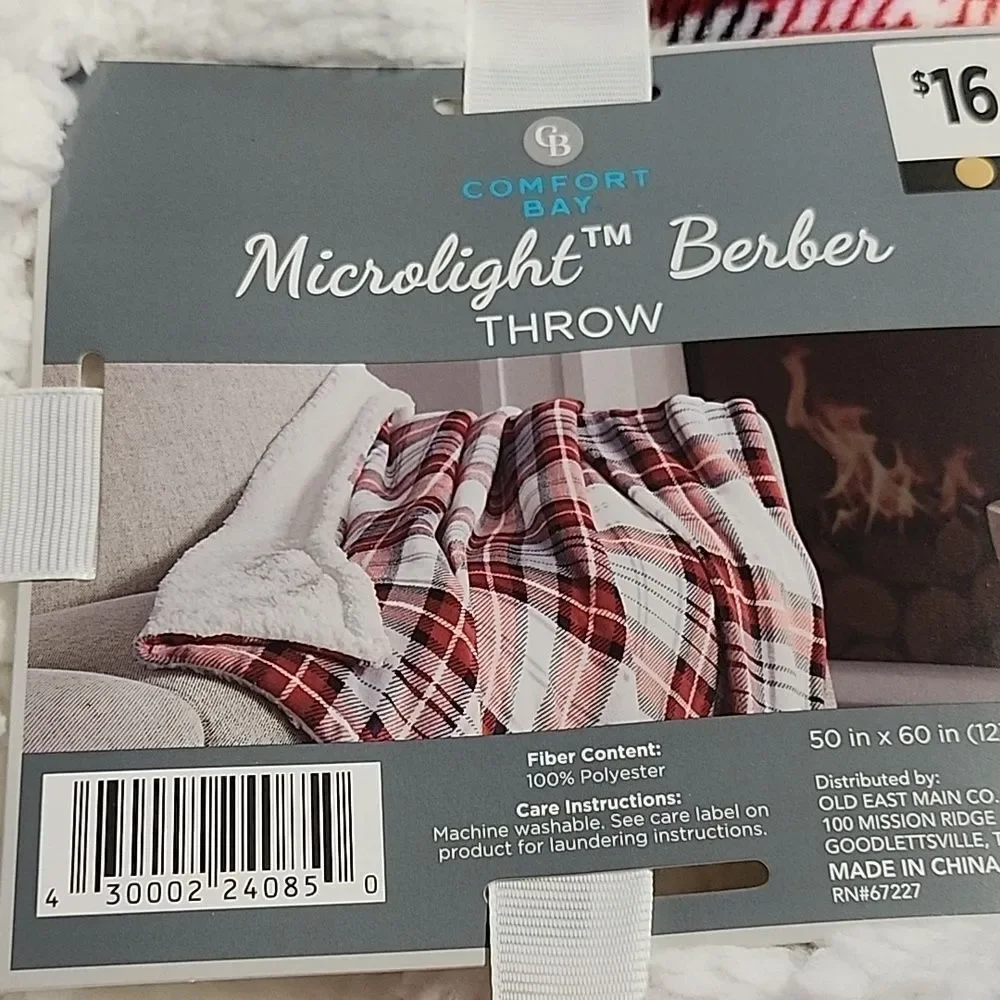 Comfort Bay Santa Plaid Holiday Throw
