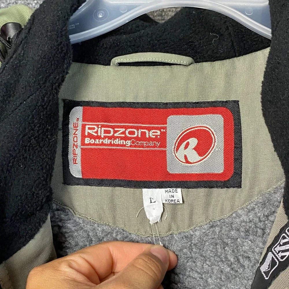 Ripzone Jacket Mens‎ Large Beige Snowboarding Sherpa Lined Hooded Adults Zip